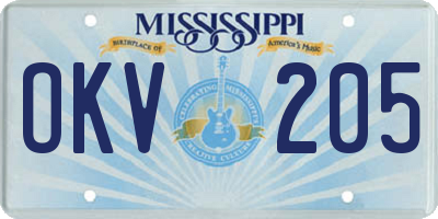 MS license plate OKV205
