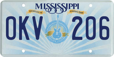 MS license plate OKV206