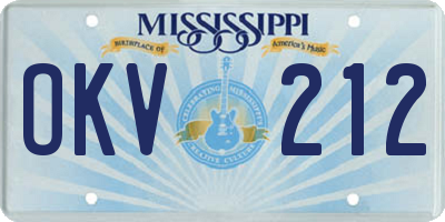 MS license plate OKV212
