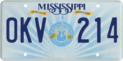 MS license plate OKV214