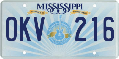 MS license plate OKV216
