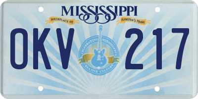 MS license plate OKV217