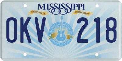 MS license plate OKV218