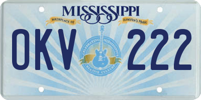 MS license plate OKV222
