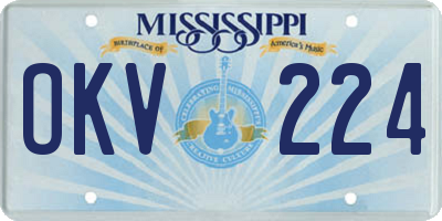 MS license plate OKV224