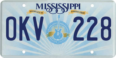 MS license plate OKV228