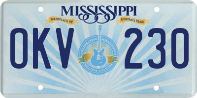 MS license plate OKV230