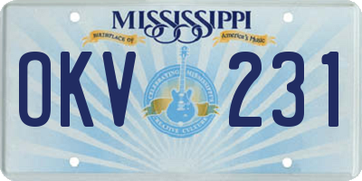 MS license plate OKV231