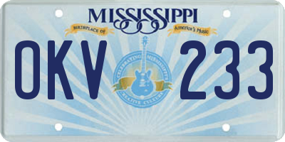 MS license plate OKV233