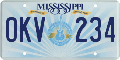 MS license plate OKV234