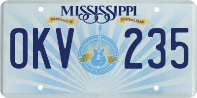 MS license plate OKV235
