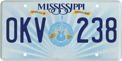 MS license plate OKV238