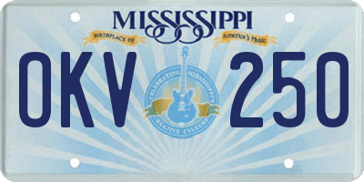 MS license plate OKV250