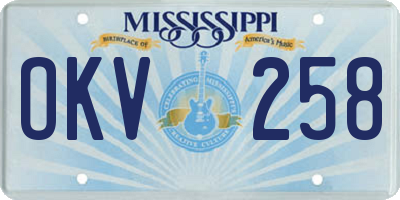 MS license plate OKV258