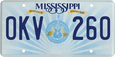 MS license plate OKV260
