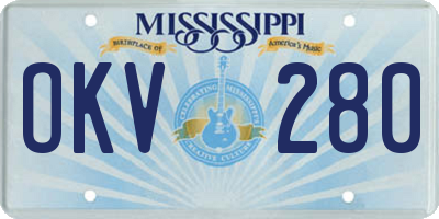 MS license plate OKV280