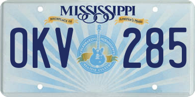MS license plate OKV285