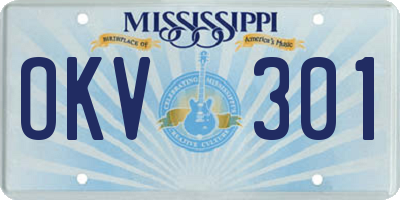 MS license plate OKV301