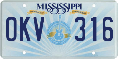MS license plate OKV316