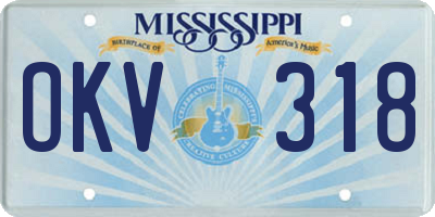MS license plate OKV318