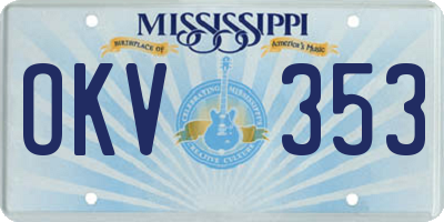 MS license plate OKV353