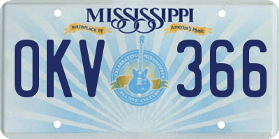 MS license plate OKV366