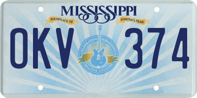 MS license plate OKV374