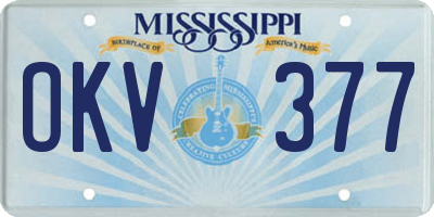 MS license plate OKV377