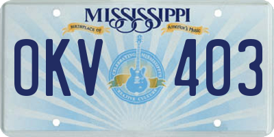 MS license plate OKV403