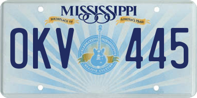 MS license plate OKV445