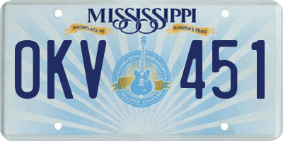 MS license plate OKV451