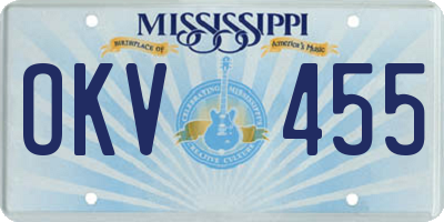 MS license plate OKV455