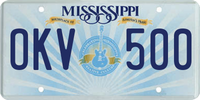 MS license plate OKV500