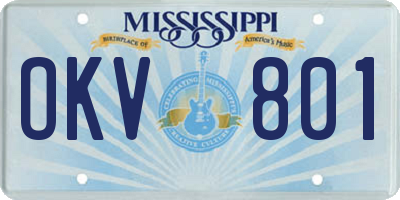 MS license plate OKV801