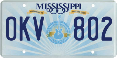 MS license plate OKV802