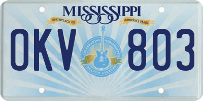 MS license plate OKV803