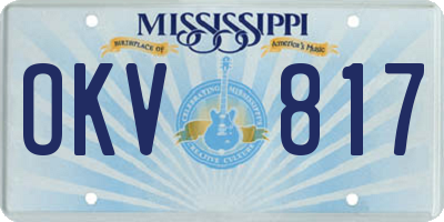 MS license plate OKV817