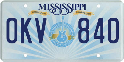 MS license plate OKV840