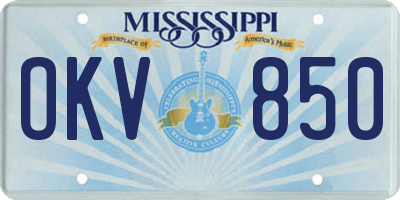 MS license plate OKV850