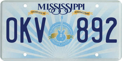 MS license plate OKV892