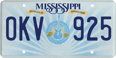 MS license plate OKV925