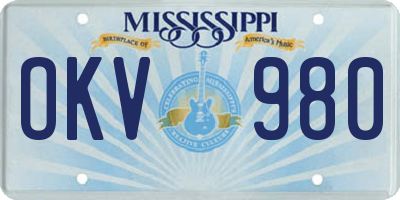 MS license plate OKV980