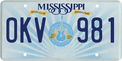 MS license plate OKV981