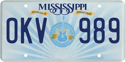 MS license plate OKV989