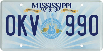 MS license plate OKV990