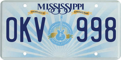 MS license plate OKV998