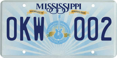 MS license plate OKW002