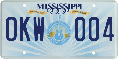 MS license plate OKW004