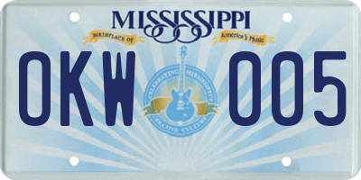 MS license plate OKW005