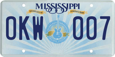 MS license plate OKW007